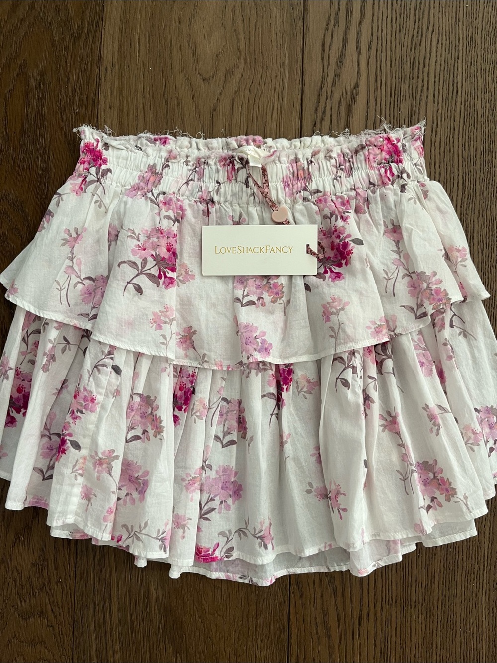NWT LoveShackFancy Floral Tiered Ruffle Mini Skirt Size P